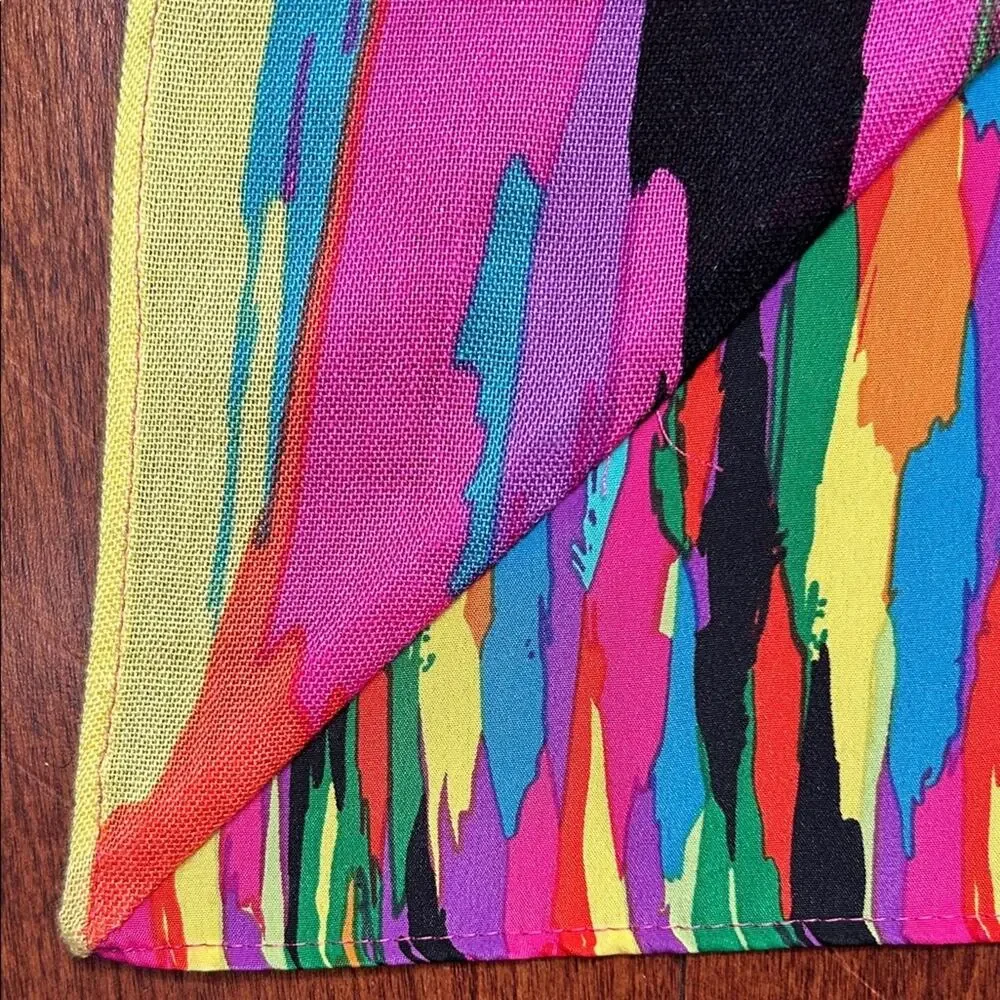 Echo Vibrant Multicolor Abstract Scarf Made With Two Types Of Fabric, Super Fun